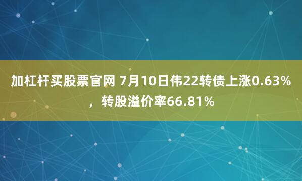 加杠杆买股票官网 7月10日伟22转债上涨0.63%，转股溢价率66.81%