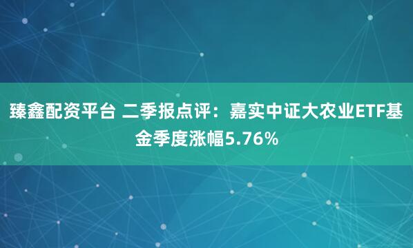臻鑫配资平台 二季报点评：嘉实中证大农业ETF基金季度涨幅5.76%