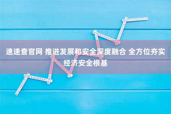 速速查官网 推进发展和安全深度融合 全方位夯实经济安全根基